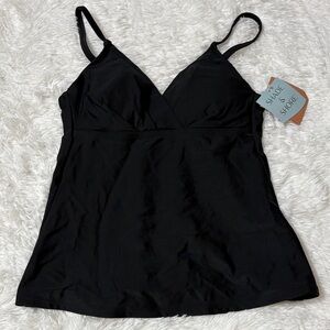 NWT Shade & Shore Black Tankini Swim Top Only Size S